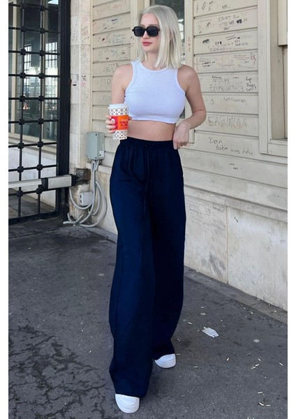 Kadın Beli Lastikli Günlük Kullanışlı Palazzo Pantolon