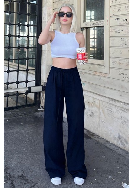 Kadın Beli Lastikli Günlük Kullanışlı Palazzo Pantolon modelleri