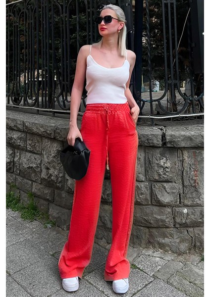 Kadın Beli Lastikli Günlük Kullanışlı Palazzo Pantolon