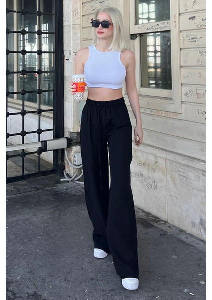 Kadın Beli Lastikli Günlük Kullanışlı Palazzo Pantolon fiyatları