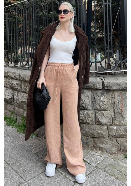 Kadın Beli Lastikli Günlük Kullanışlı Palazzo Pantolon modelleri