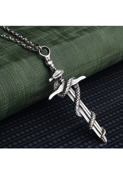 Great Warrior Kılıç Yılan Erkek Kolye Takı Aksesuar K24 T5