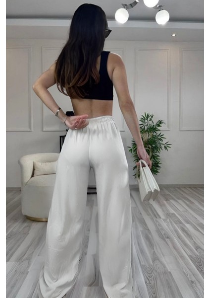 Kadın Beli Bağcıklı Bol Kesim Ince Kesim Palazzo Pantolon fiyatları
