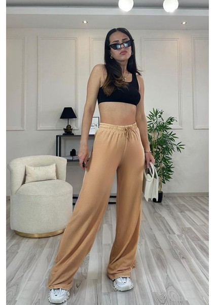 Kadın Beli Bağcıklı Bol Kesim Ince Kesim Palazzo Pantolon fiyatları