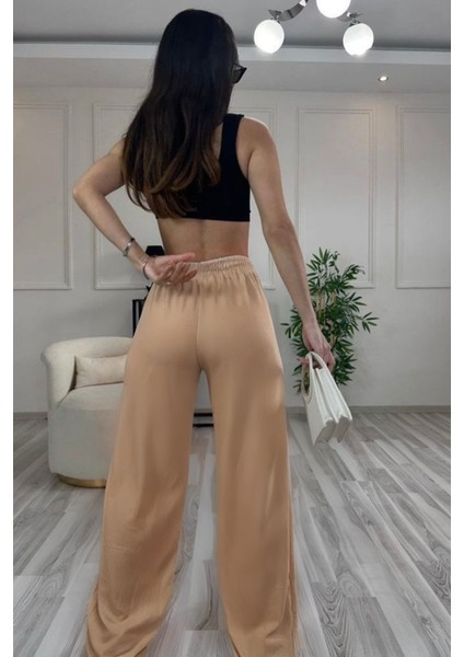 Kadın Beli Bağcıklı Bol Kesim Ince Kesim Palazzo Pantolon modelleri
