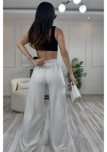 Kadın Beli Bağcıklı Bol Kesim Ince Kesim Palazzo Pantolon modelleri