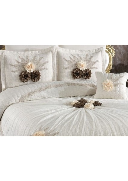 Dantelli 4 Parça Çift Kişilik Çeyizlik Yatak Örtüsü King Size