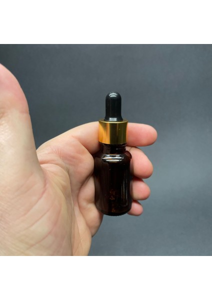 15 ml Amber Cam Damlalıklı Şişe , Gold Metalik Kapak , 15 cc Kahverengi Cam Damlalıklı Şişe x 6 Adet