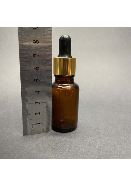 15 ml Amber Cam Damlalıklı Şişe , Gold Metalik Kapak , 15 cc Kahverengi Cam Damlalıklı Şişe x 6 Adet
