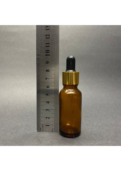 20 ml Amber Cam Damlalıklı Şişe , Gold Metalik Kapak , 20 cc Kahverengi Cam Damlalıklı Şişe x 6 Adet