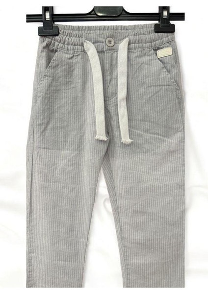 Erkek Çocuk Keten Çizgili Beli Lastikli Pantolon modelleri