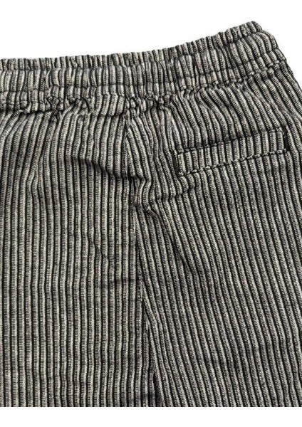 Erkek Çocuk Keten Çizgili Beli Lastikli Pantolon