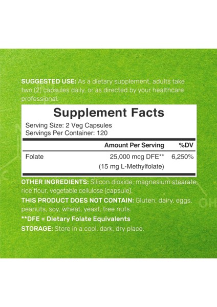 L Methylfolate 15MG 240 Veggie Capsul – Active Folic Acid Form (5-Mthf) Bioavailable Methylated Folate – Prenatal Energy Brain Support Usa Menşei 3645