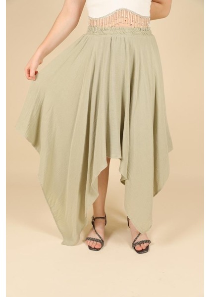 09-15 Yaş Kız Çocuk Yeşil Renk Simetrik Kesim Etek fırsatları