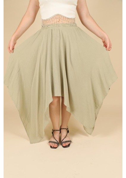 09-15 Yaş Kız Çocuk Yeşil Renk Simetrik Kesim Etek indirimleri