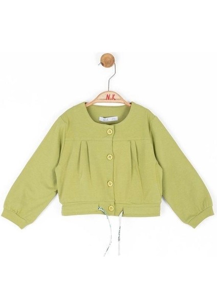 Kız Bebek Pamuklu Belden Büzgülü Düğmeli Hırka