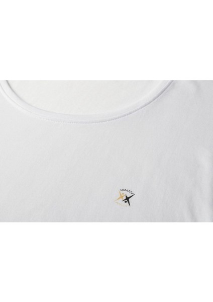 Kadın Açık Bisiklet Yaka Beyaz T-Shirt Logo fırsatları