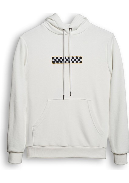 Erkek Beyaz Kapüşonlu Sweat