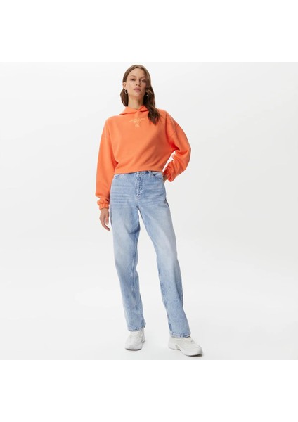 Gathered Hem Cropped Hoodie Sweatshirt