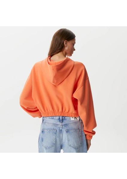 Gathered Hem Cropped Hoodie Sweatshirt