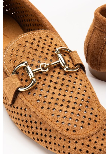 401 Taba Süet Delikli Günlük Kadın Babet modelleri