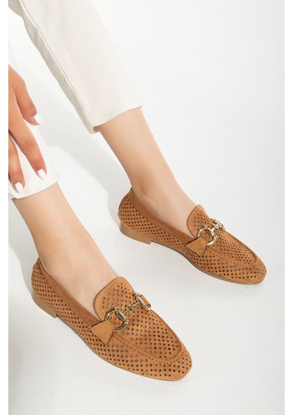 401 Taba Süet Delikli Günlük Kadın Babet fırsatları