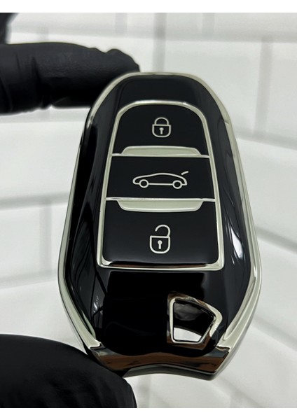 Peugeot 208 308 408 508 2008 3008 5008 Anahtar Kılıfı Siyah Gümüş modelleri