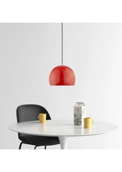 Modern Kırmızı Cafeler,Oda,Mutfak,Yatak Başı Için 1xe27 Tekli Metal Sarkıt Avize Çap:20cm