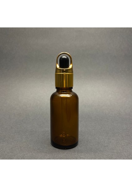 30ML Amber Cam Damlalıklı Şişe , Sepet Model Metalik Kapak , 30 cc Cam Damlalıklı Şişe x 6 Adet