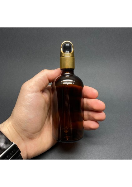 100ML Amber Cam Damlalıklı Şişe , Sepet Model Metalik Kapak , 100 cc Cam Damlalıklı Şişe x 6 Adet