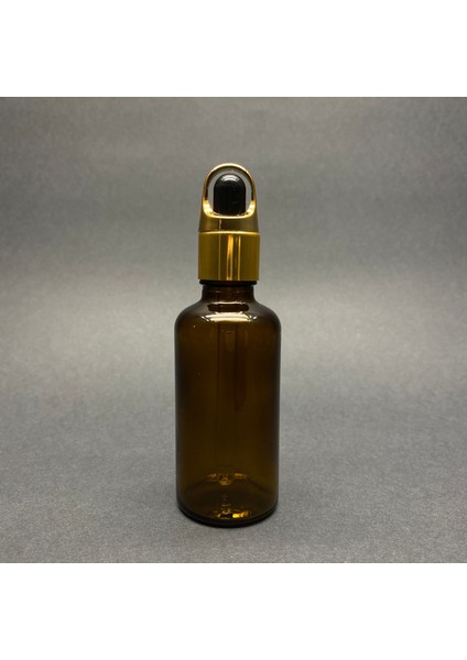 50ML Amber Cam Damlalıklı Şişe , Sepet Model Metalik Kapak , 50 cc Cam Damlalıklı Şişe x 6 Adet