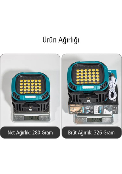 Powermaster Çalışma Lambası Şarjlı 30 Ledli Powerbank Özellikli Kamp Lambası Aydınlatma Işıldak 3 Modlu