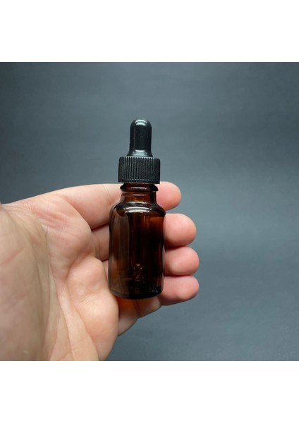 15ML Kahverengi Cam Damlalıklı Şişe , Siyah Plastik Kapak , 15CC Amber Cam Damlalıklı Şişe x 6 Adet