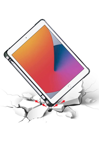 Apple iPad 9.7 2017 (5.nesil) Kılıf Tri Folding Kalem Bölmeli Standlı Kılıf