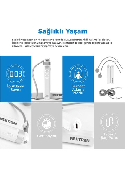 Ayarlanabilir Akıllı Bluetooth Gri Atlama Ipi