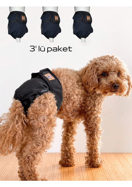 Siyah Dişi Köpek Regl Külotları - 3'lü Avantajlı Paket | Su Geçirmez ve Yıkanabilir Dişi Köpek Külotu | Regl Dönemi ve Idrar Kaçırma Için Mükemmel