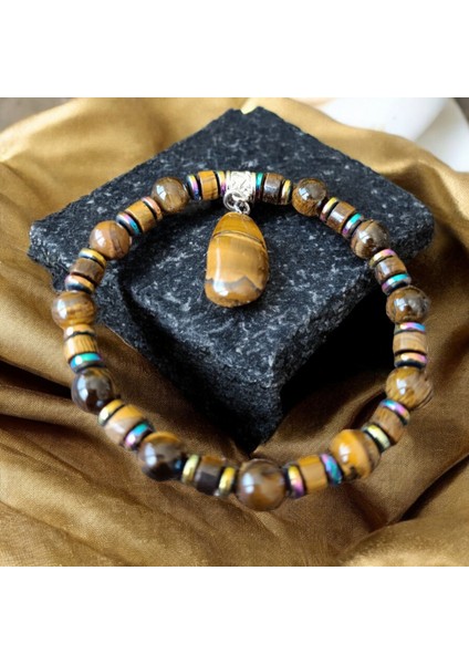 Kaplan Gözü Taşı Doğal Taş Bileklik Özel Komple Doğal Taş Bileklik Damla Taş Model indirimleri