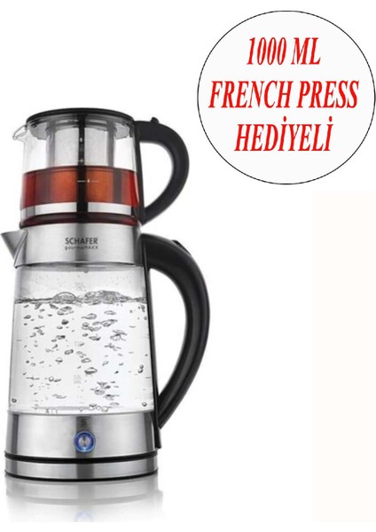 Cam Çaycı ve 1000 ml French Press