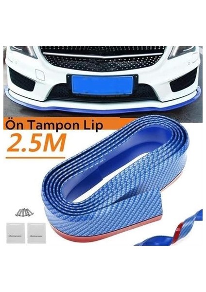 Mavi 2,5 Metre Araba Oto Ön Tampon Koruyucu Kauçuk Pratik Tampon Şerit Bant Döşeme Kiti