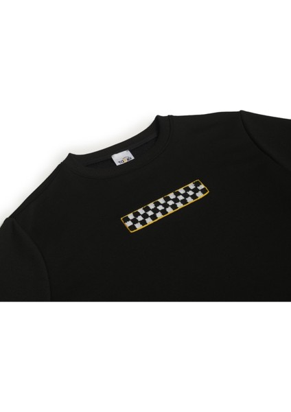 Siyah Bisiklet Yaka Sweat Bay modelleri