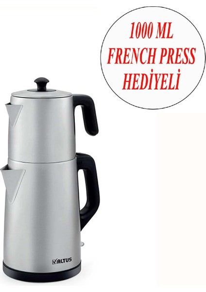 Çay Makinesi Inox Gövde ve 1000 ml Cam French Press