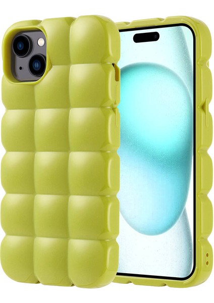 - Apple iPhone 15 Plus - Kılıf Parlak Esnek Silikon Dom Dom Kapak - Yeşil