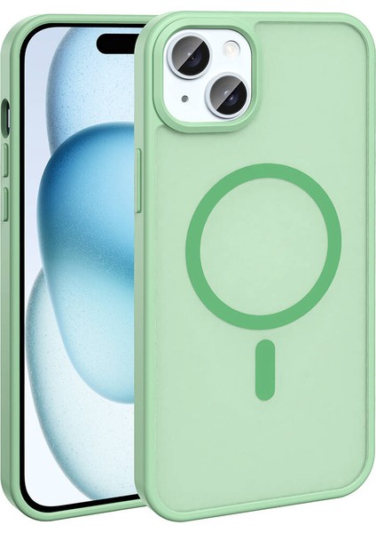 - Apple iPhone 14 Plus - Kılıf Magsafe Şarj Özellikli Mat Arka Yüzey Sio Kapak - Açık Yeşil