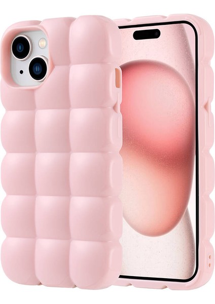 - Apple iPhone 15 - Kılıf Parlak Esnek Silikon Dom Dom Kapak - Pembe