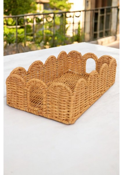 Doğal El Yapımı Rattan Tepsi Şık ve Dayanıklı Servis ve Dekorasyon Tepsisi 35CM Oceanpoint fiyatları