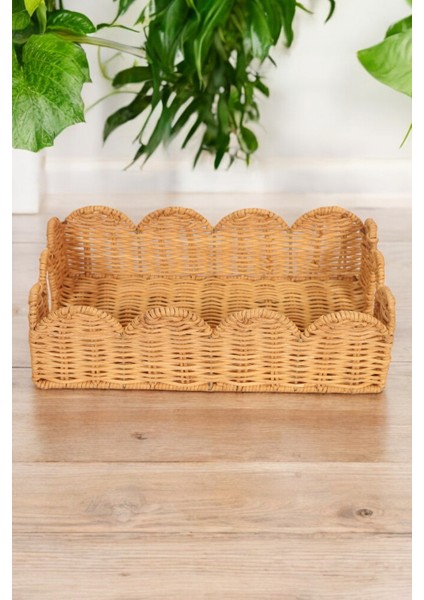 Doğal El Yapımı Rattan Tepsi Şık ve Dayanıklı Servis ve Dekorasyon Tepsisi 35CM Oceanpoint modelleri