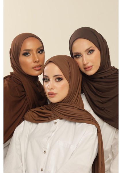 3'lü Avantaj Seti (Acı Kahve-Çikolata-Bitter) Luxury Penye Şal-Kadın Tesettür Jersey Hijab