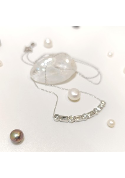 Baget Taşlı Su Yolu Pırlanta Kolye 14 Ayar Altın Hd Videolu fırsatları