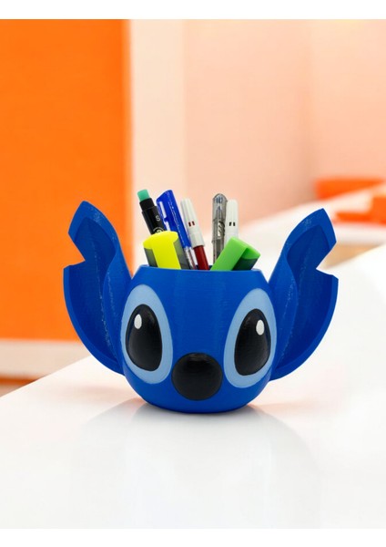 Meg Art 3D Sevimli Stitch Figürlü Kalemlik ve Fırçalık - İş ve Okul İçin Eğlenceli Ofis Aksesuarı