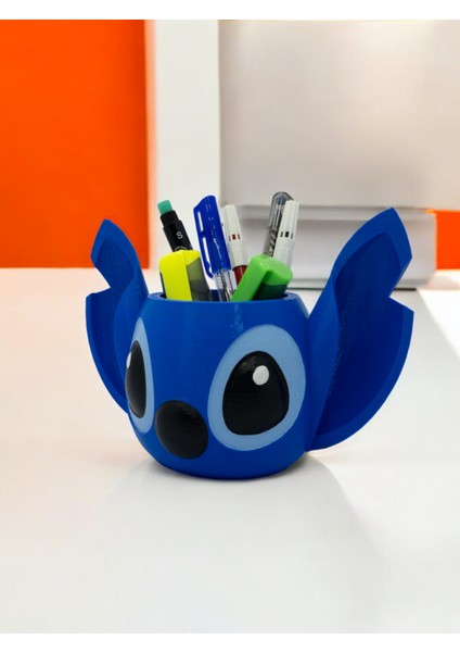 Meg Art 3D Sevimli Stitch Figürlü Kalemlik ve Fırçalık - İş ve Okul İçin Eğlenceli Ofis Aksesuarı